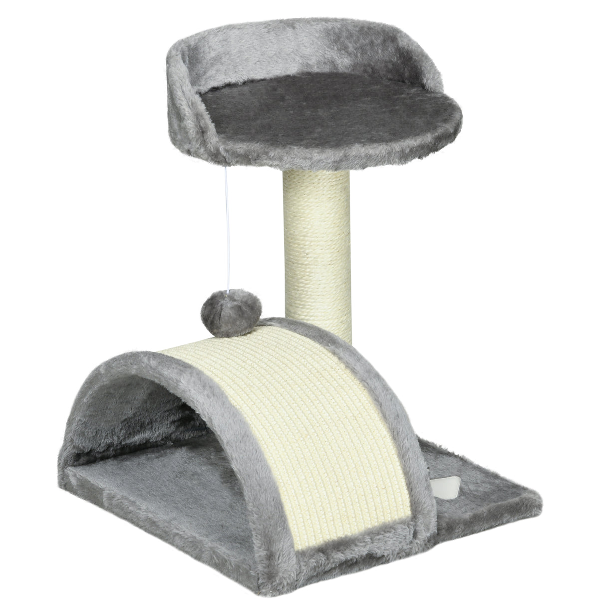 Cat Tree, Kitten Scratcher Activity Centre, with Sisal Scratching Post, Toy Ball - Grey