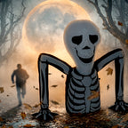 Aufblasbares Halloween-Skelett, aus dem Boden kriechend, mit LED-Lichtern, gruselige Deko für Innen- und Außenbereich