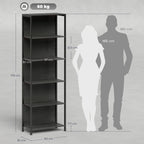 Bücherregal mit 5 Ebenen Standregal mit LED-Beleuchtung, 7 Lichtfarben, für Wohnzimmer, 60 x 30 x 179 cm Schwarz