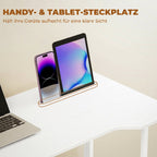 Small Folding Desk, with Wheels - White Wood-Effect