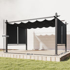 Pergola 3 x 4 m Terrassenüberdachung mit Schiebedach, automatisch einziehbaren Rollos, UV50+ Aluminiumrahmen