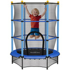 4.6FT/55" Kids Trampoline with Enclosure Net, Outdoor Indoor Use, for Ages 3-10 Years, Blue