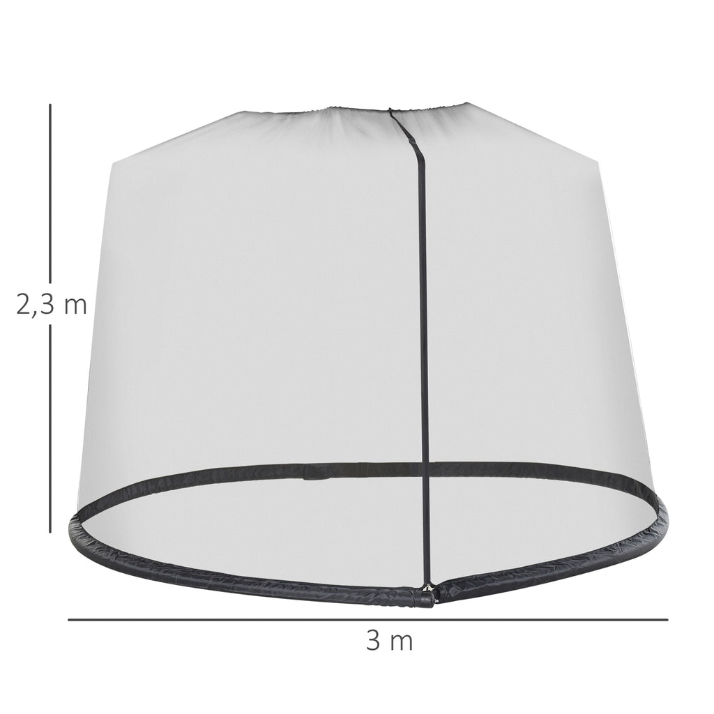 Outdoor Garden Umbrella Table Screen, 2.3 m Parasol Bug Mosquito Net Cover with Zipped Door, Patio Mosquito Netting Cover with Water Fillable Tube at Base, Black