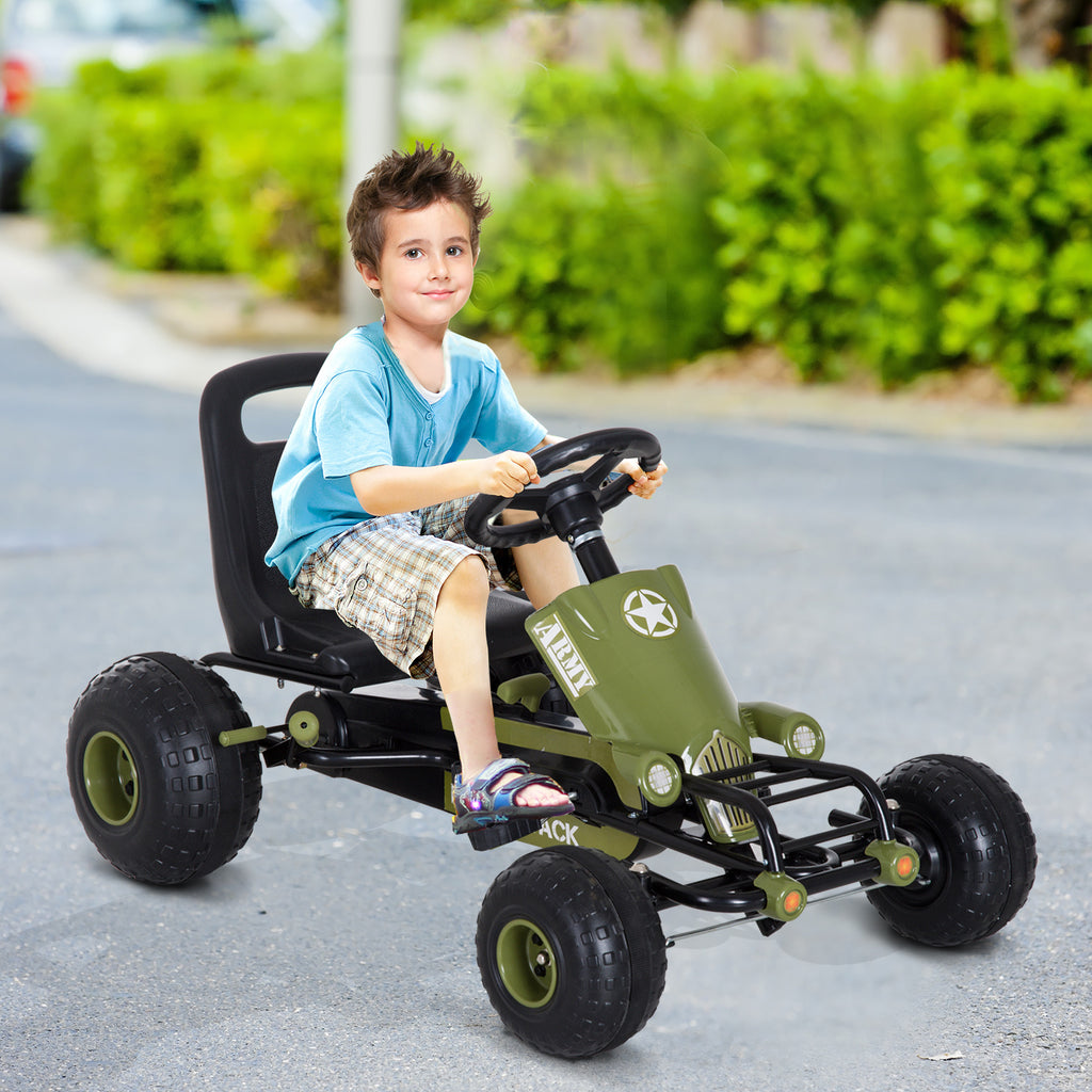 Kids Children Pedal Go Kart Ride on Car Adjustable Seat Braking System for 3 - 6 Years Old Green 99 x 65 x 56 cm