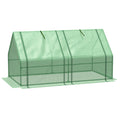  Mini Small Greenhouse with Steel Frame & PE Cover & Zippered Window Poly tunnel Steeple for Plants Vegetables, 180 x 90 x 90 cm, Green