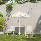 Kinder-Sitzecke, Klappstuhl-Sitz-Set mit Sonnenschirm, Buntes Muster, Weiß