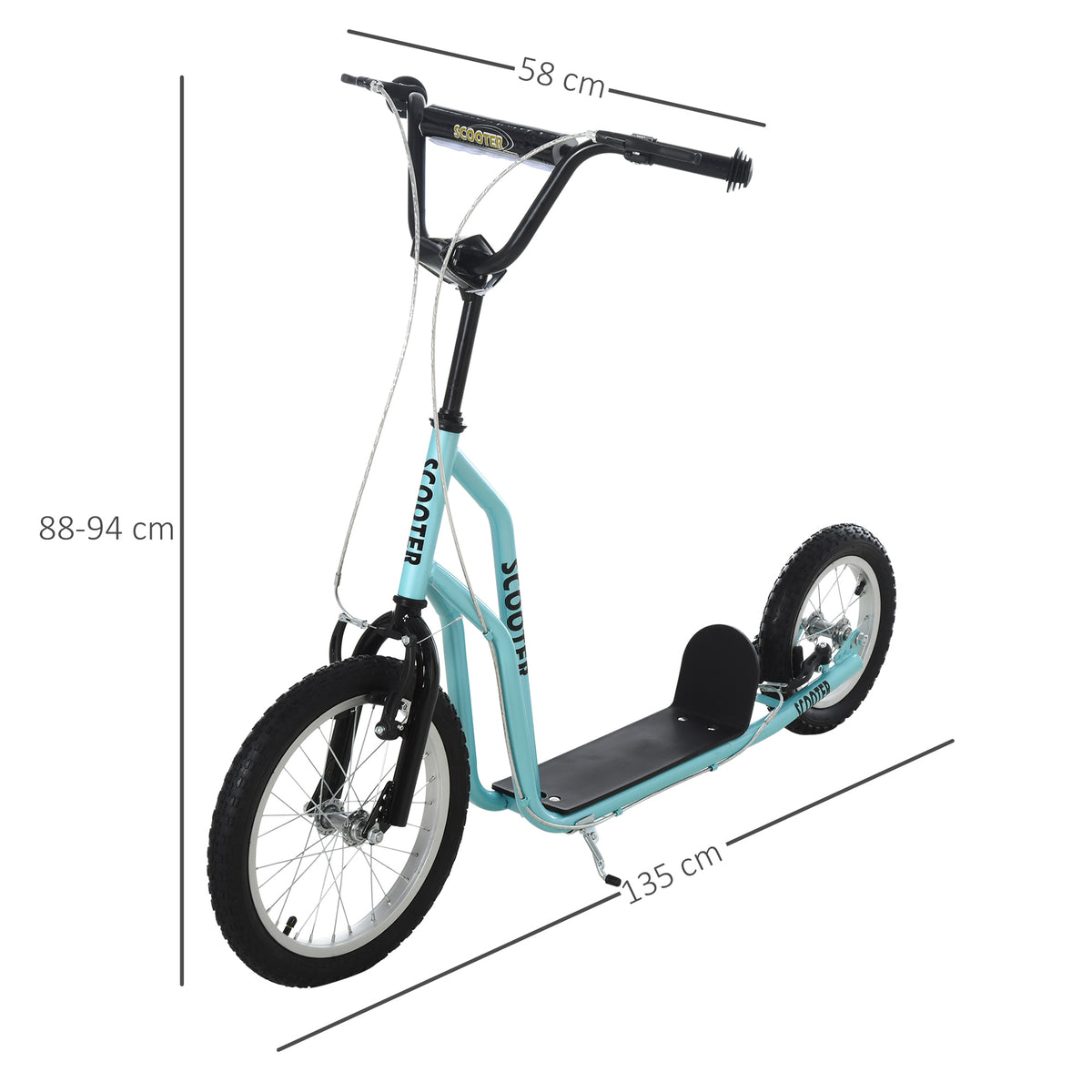 Kinderroller Scooter Tretroller mit verstellbarem Lenker, großen Rädern und Handbremse Kickscooter 16 Zoll Cityroller für Jungen und Mädchen ab 5 Jahre Metall Blau