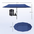 4.6m Double Garden Parasol - Blue