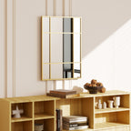 Wandspiegel, dekorativer Spiegel mit Metallrahmen, goldene Streifen, Mehrschichtglas, 50B x 2T x 70H cm