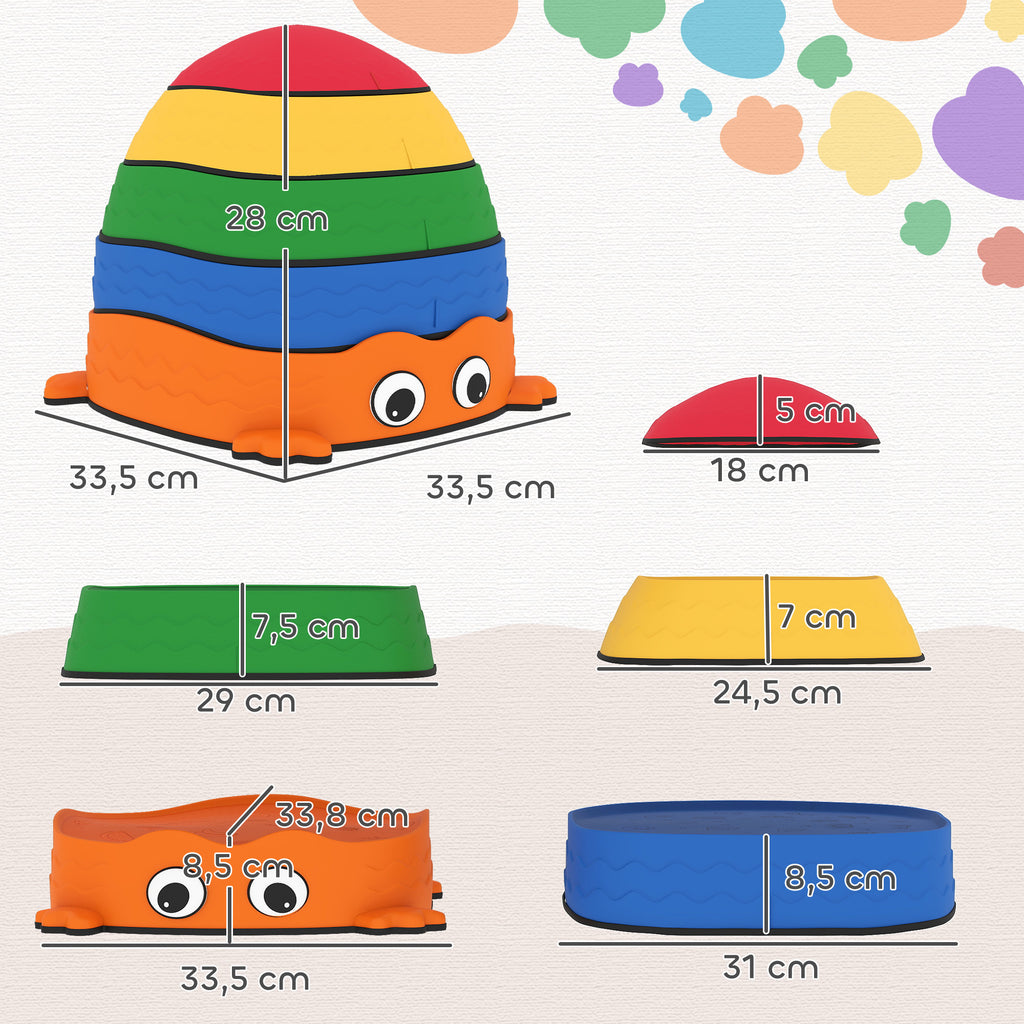 5PCS Sensory Stepping Stones for Toddlers, Frog-Shaped Kids Stepping Stones Set with Anti-Slip Edging for Ages 2-8