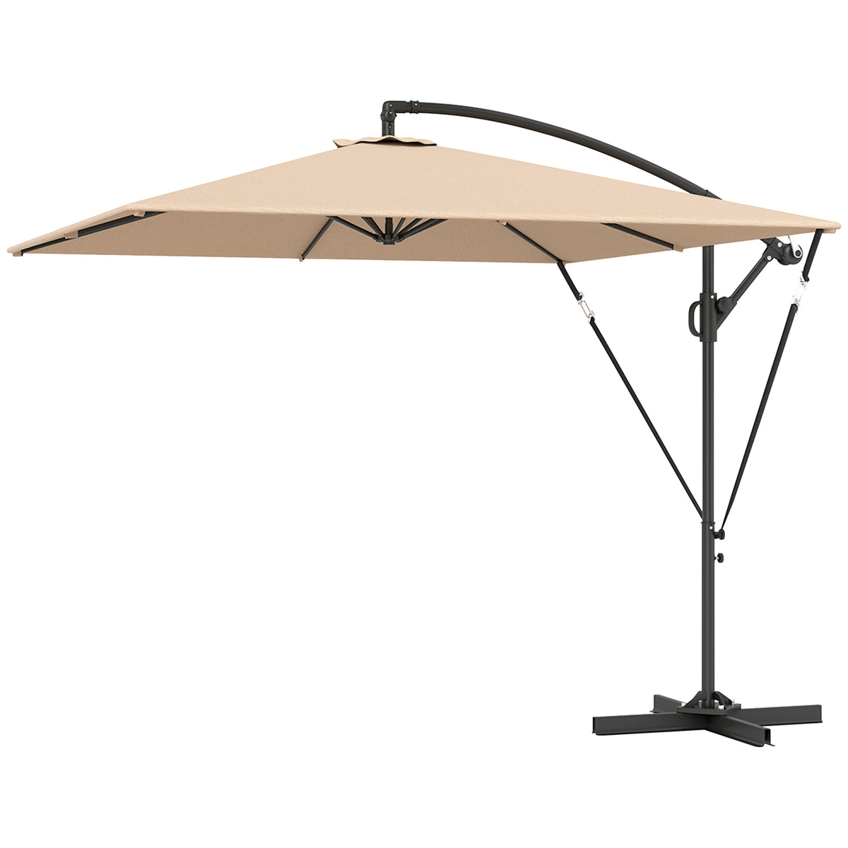 Ampelschirm ?260 cm Sonnenschirm mit UV-Schutz 50 wasserabweisend Kurbelschirm mit St?nder, Khaki