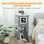 Kratztonne 100 cm Hoch 41 x 41 cm Vierstöckig für 1-2 Katzen Grau