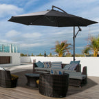 2.45m Overhanging Cantilever Parasol, with Cross Base - Black