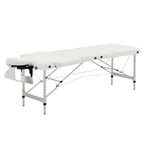 Mobile Massageliege 3 Zonen Klappbar Massagetisch mit Kopfstütze Armlehne Tragetasche höhenverstellbare Aluminium Massagebett tragbar inkl. Zubehör Massagebank bis 225 kg Belast Weiß