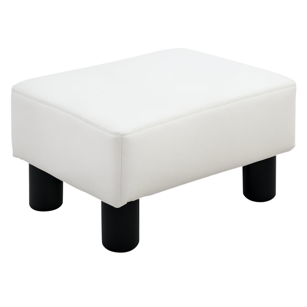 PU Leather Footstool Foot Rest Small Seat Foot Rest Chair White Home Office with Legs 40 x 30 x 24cm