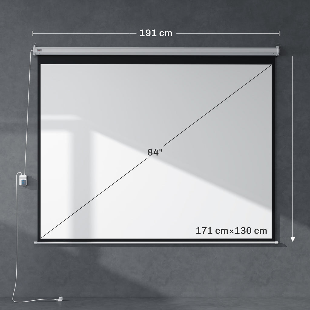 Beamer-Leinwand, inkl. Fernbedienung, 84 Zoll, 4:3 Format, 171x130 cm, Wei?