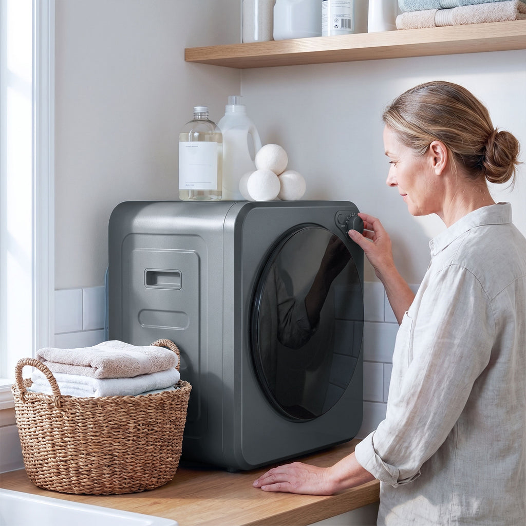 Mini Wäschetrockner 4 kg 5 Programme 800W/400W Freistehend Grau