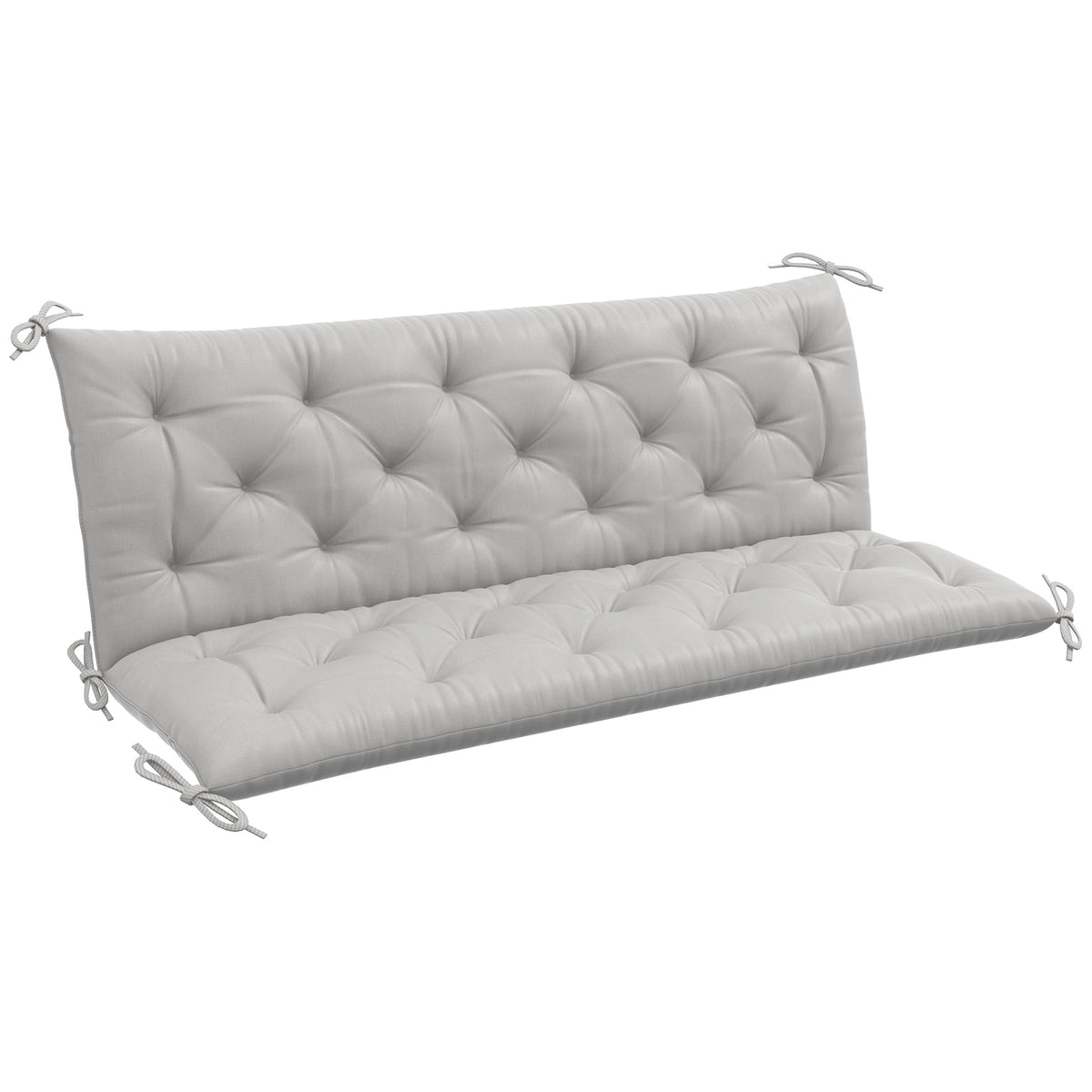 3 Sitzer Bankauflage 150x98x8 cm Bankkissen mit B?ndern, Bankpolster f¨¹r Gartenm?bel Hollywoodschaukel, Hellgrau