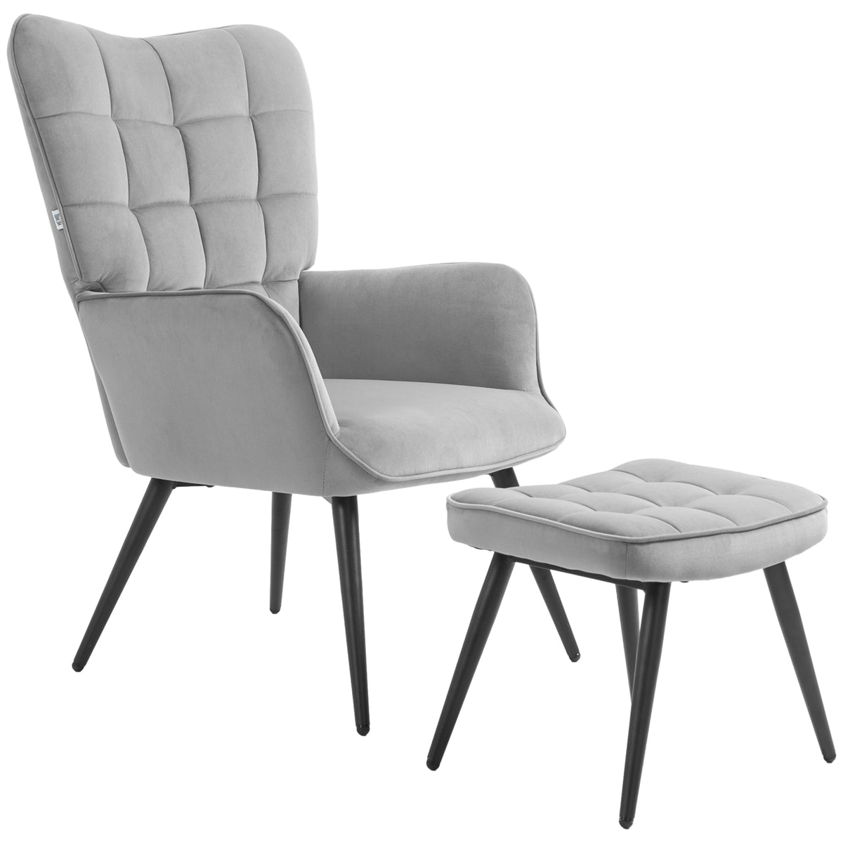 Relaxsessel mit Ottomane Sessel mit Fußhocker, 2-teiliges Set, Grau