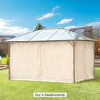 4 Pack Replacement Gazebo Curtains Privacy Panel for Most 3 x 4m Gazebo Canopy Pavillion Outdoor Shelter Sidewalls Accessories Beige
