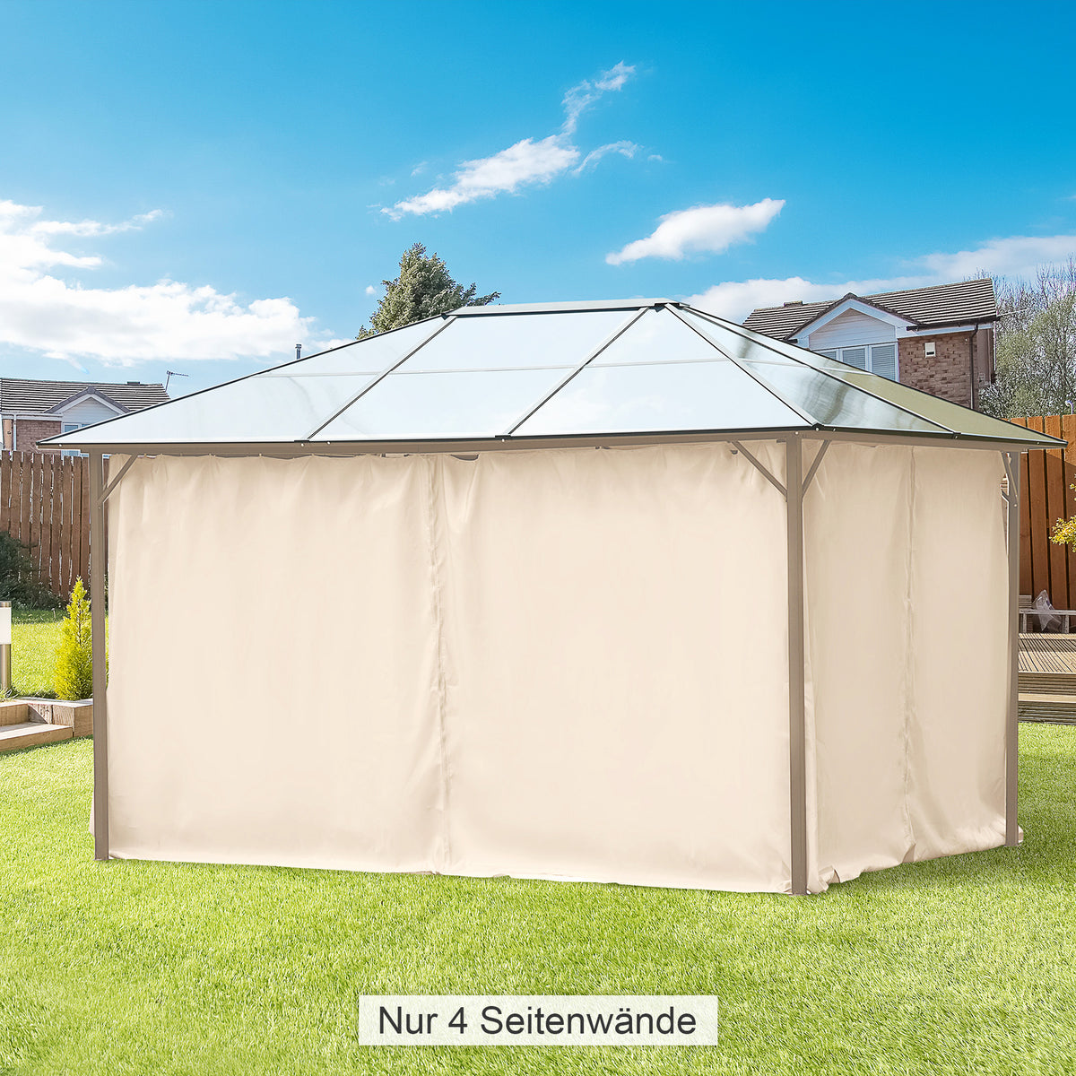 4 Pack Replacement Gazebo Curtains Privacy Panel for Most 3 x 4m Gazebo Canopy Pavillion Outdoor Shelter Sidewalls Accessories Beige