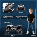 Kinder-Quad Elektrisches Kinderauto, 6 km/h, Sound- und Lichteffekte, : 83 cm x 53 cm x 55,5 cm, Schwarz + Wei?