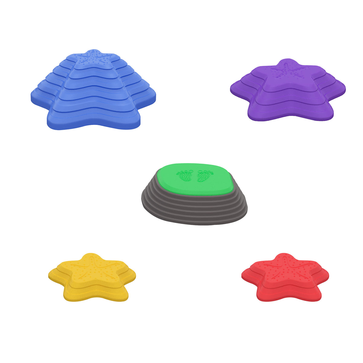 Trittsteine-Set für Kinder ab 3 Jahren, 5 Steine, rutschfest, bis 80 kg, Seestern-Design