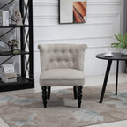 Sessel Wohnzimmer Loungesessel Vintage Relaxsessel mit Holzbeine Lesesessel mit Leinenoptik, Polstersessel für Schlafzimmer Beige