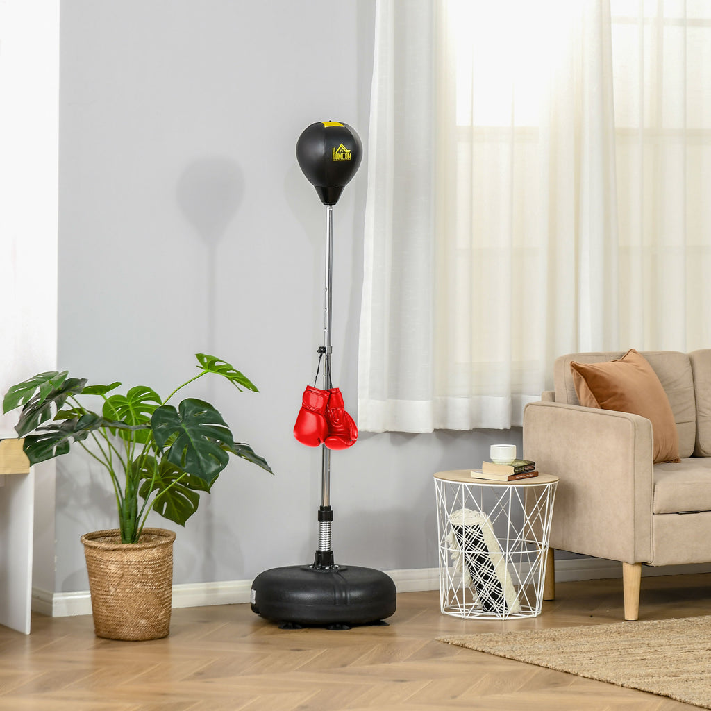 Punching Bag with Stand, 133-151cm Adjustable Height, for Teens, Gold Tone/Black