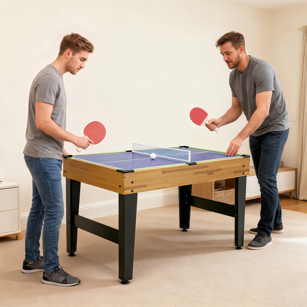 13-in-1 Spieletisch, Tischfußball, Schach, Billard, Tischtennis und mehr, MDF, Kunststoff, Walnuss