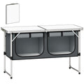 Camping Cupboards Folding Portable Aluminium Camp Cook Station with Storage Cupboard for Outdoor BBQ