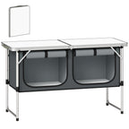 Camping Cupboards Folding Portable Aluminium Camp Cook Station with Storage Cupboard for Outdoor BBQ