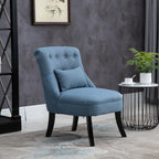 Sessel Wohnzimmer Relaxsessel Loungesessel Ruhesessel mit Rückenkissen, Holzbeine, Lesesessel mit Leinenoptik, Polstersessel für Schlafzimmer, Blau