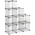 Steckregal, Würfelregal, Schuhregal, 9 Würfel, modularer Aufbau, Stahl, schwarz, 35 x 35 x 35 cm je Würfel