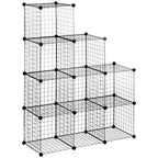 Steckregal, Würfelregal, Schuhregal, 9 Würfel, modularer Aufbau, Stahl, schwarz, 35 x 35 x 35 cm je Würfel