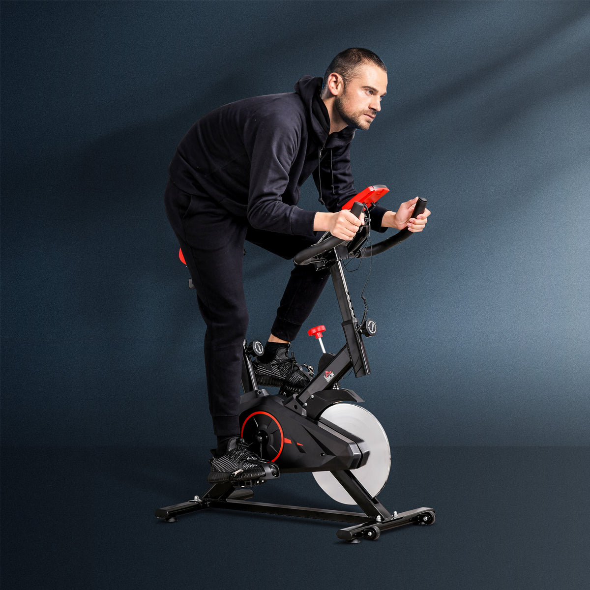  Indoor Upright Exercise Bike Machine, with Adjustable Seat, Resistance, Handlebar, LCD Display
