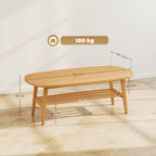 Couchtisch Wohnzimmertisch mit Ablage, Kaffeetisch für Wohnzimmer, Schlafzimmer, 120 x 60 x 42 cm, Naturholz