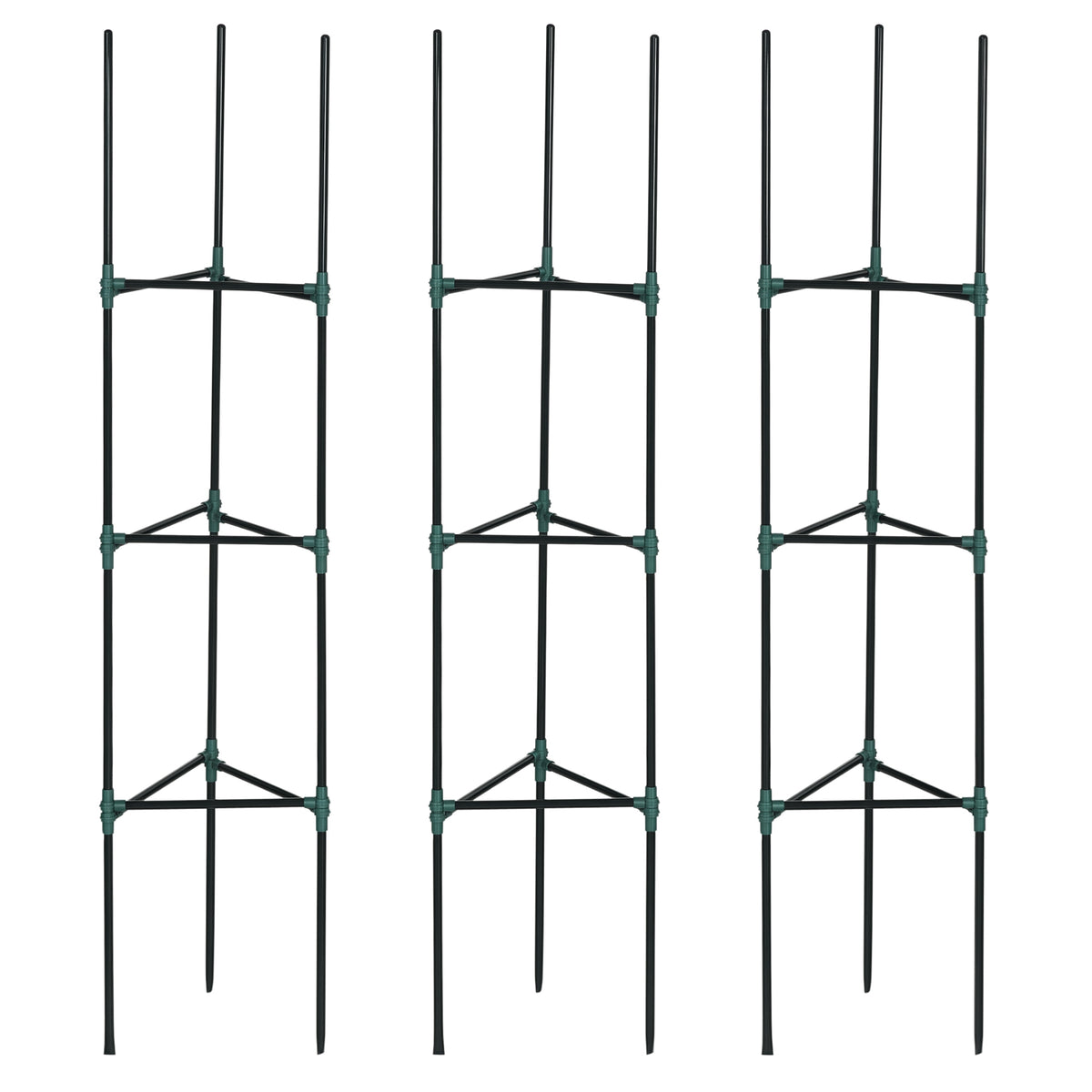 Rankhilfe, 3er-Set, Pflanzgitter, modulares Design, für Außen und Innen, Stahl, grün, 38 x 38 x 182 cm