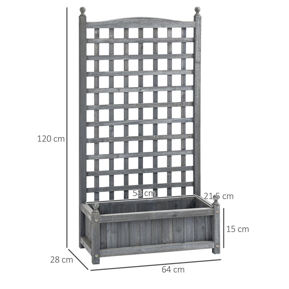 Garden Planters with Trellis for Climbing Vines, Wood Raised Beds for Garden, Flower Pot, Indoor Outdoor, Grey