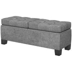 Sitzbank mit Stauraum, Polsterbank mit Leinenoptik, Gepolsterte Aufbewahrungsbox bis 180kg belastbar, f¨¹r Flur, Schlafzimmer, Wohnzimmer, 116x41x47 cm, Grau