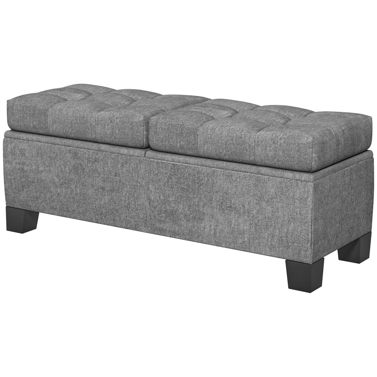 Sitzbank mit Stauraum, Polsterbank mit Leinenoptik, Gepolsterte Aufbewahrungsbox bis 180kg belastbar, f¨¹r Flur, Schlafzimmer, Wohnzimmer, 116x41x47 cm, Grau