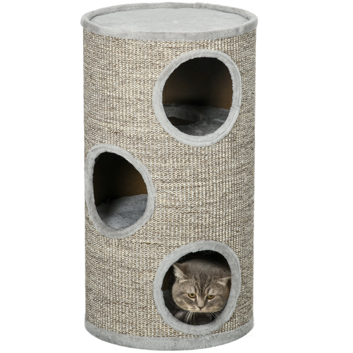 Cat Climbing Frame, Covered with Sisal, Cosy Platform - Light Grey
