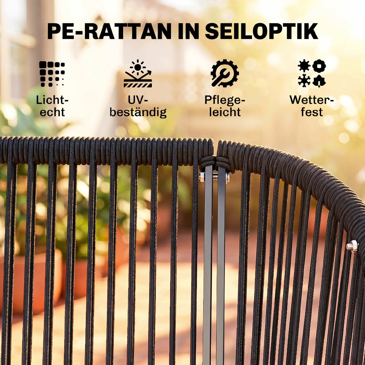 Hollywoodschaukel Rattan 2-Sitzer Gartenschaukel mit Verstellbarem Sonnendach weichem Kissen A-Rahmen Dunkelgrau