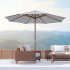 Sonnenschirm ? 300 cm, Sonnenschirm mit UV Schutz Balkonschirm aus Holz Strandschirm stabil Marktschirm Sonnenschutz f¨¹r Strand Terrasse Garten, Wei?