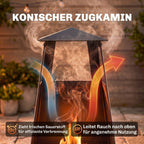 Feuerschale 41 x 40,5 x 97 Feuerstelle mit konischem Zugkamin Funkenschutz Kohlenstoffstahl Schwarz