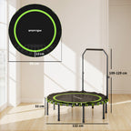 Fitness-Trampolin mit verstellbarem Handlauf, Sport-Trampolin f¨¹r drinnen und drau?en, Stahl, Kunststoff, Gr¨¹n