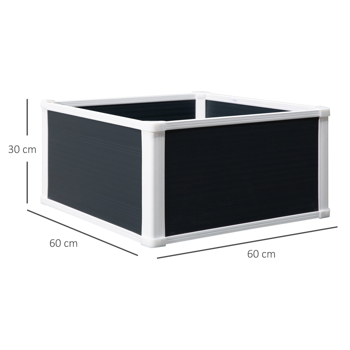  96L Raised Garden Bed, Weather-resistant PP Planter Box Containers for Outdoor Patio Plant Flower Vegetable, 60 x 60 x 30 cm