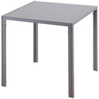 Modern Square Dining Table for 2-4 People, with Glass Top & Metal Legs for Dining Room, Living Room, Grey
