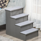 Haustiertreppe, f¨¹r Hunde/Katzen, 4-stufig, Kurzpl¨¹sch, bis 30 kg, 40 x 59 x 54,2 cm, Grau