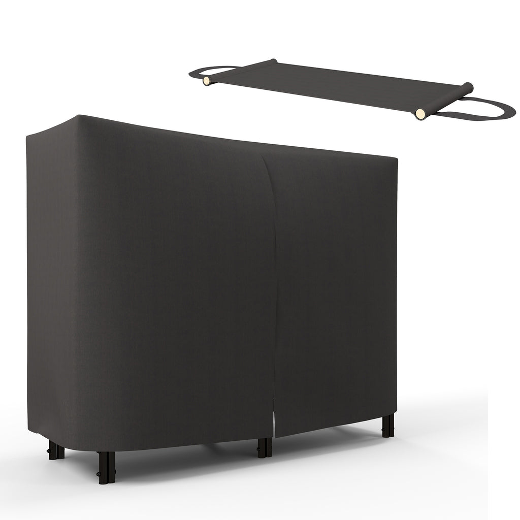 Feuerholzgestell, 0,33 m³, mit Tragetasche & Abdeckung, Metallrahmen, bis 150 kg, 120 x 36 x 99 cm, Schwarz